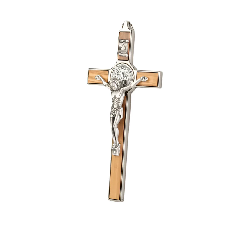 Cross wooden and metal St.Benedict 8 inches