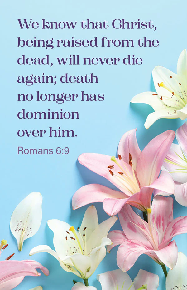 Easter Prayer Card - Romans 6:9 (Set of 50)