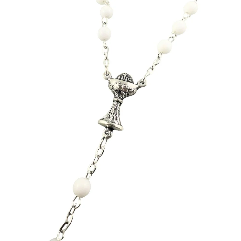 First Communion White Rosary - Image 3