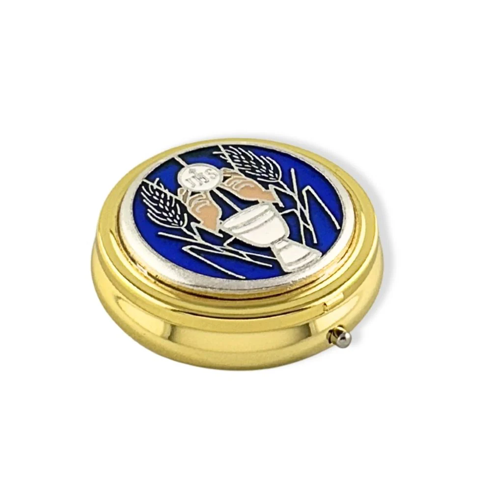 Golden pyx for communion host blue model - Image 2