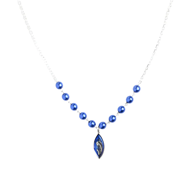 Marian Blue Pearl Necklace on Silver Chain