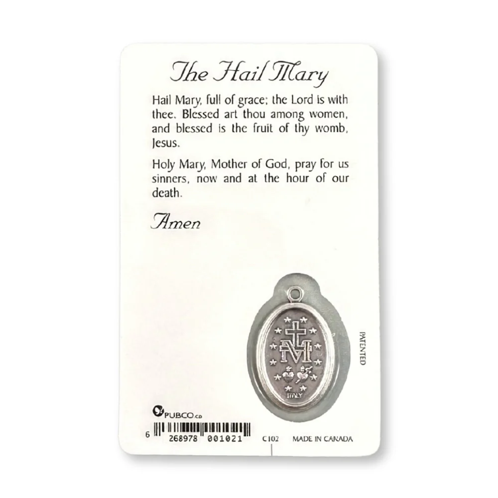 Prayer Card Hail Mary with medal - Image 2