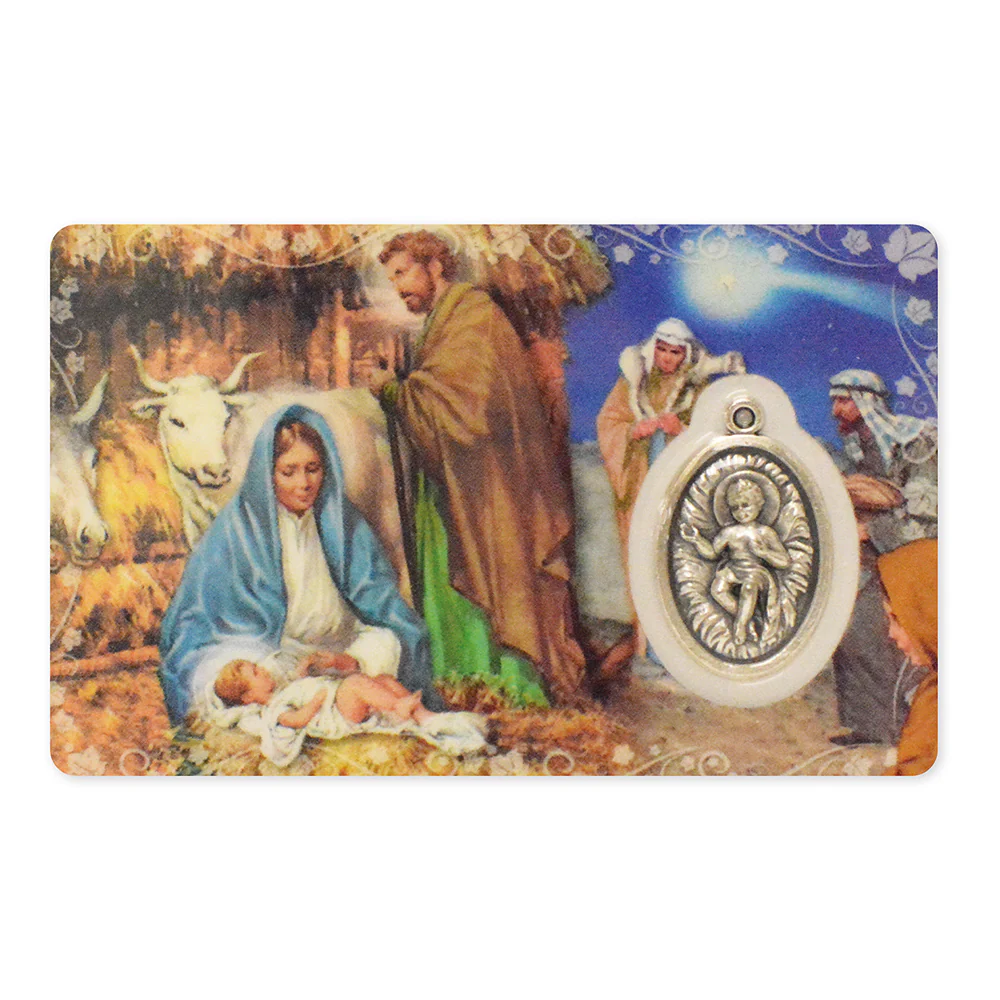 Nativity - Prayer Card With Medal